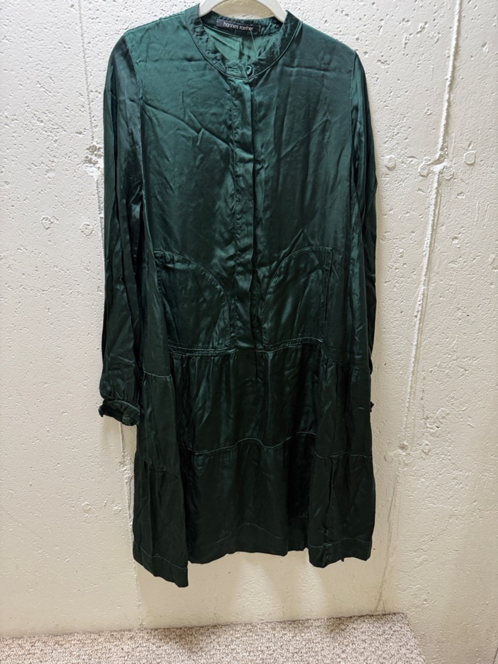 Dark Green Long Sleeve Tiered Shirt Dress - NWT